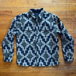 Roark Mens L Geometric Print Button Down Long Sleeve Classic Fit Shirt